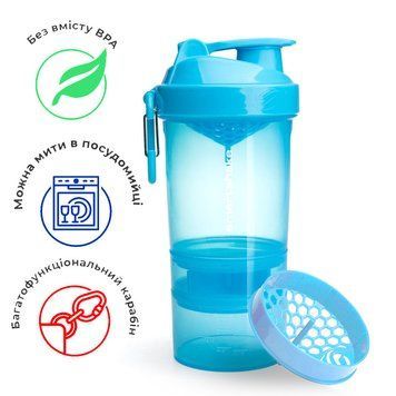 Шейкер спортивний SmartShake Original2GO 600ml Neon Blue (Original) PW1640877437 фото