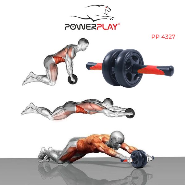 Колесо для преса подвійне PowerPlay 4327 Dual-Core Ab Wheel Чорно-червоне PW1322699919 фото