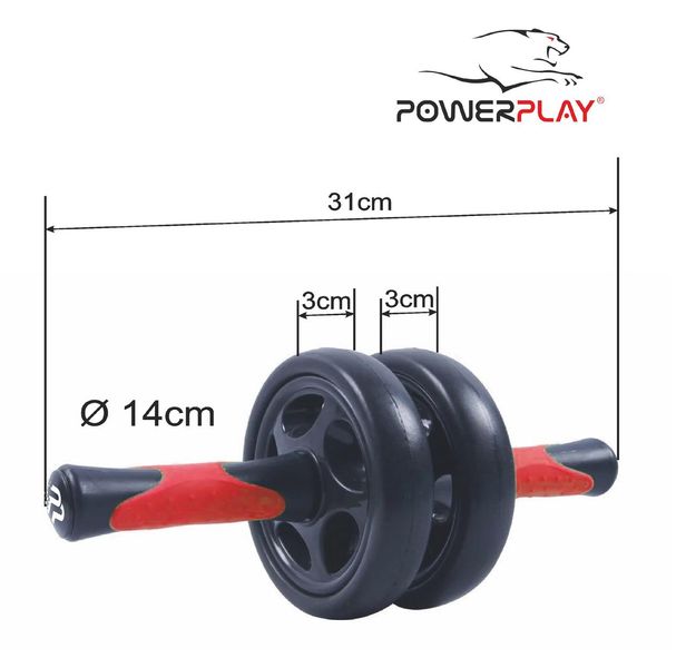 Колесо для преса подвійне PowerPlay 4327 Dual-Core Ab Wheel Чорно-червоне PW1322699919 фото