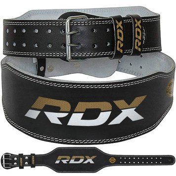 Пояс для важкої атлетики RDX 6 шкіряний Black Gold M PW2195684606 фото