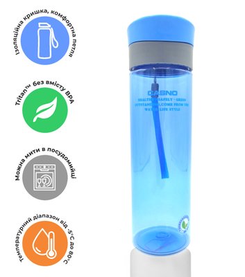 Пляшка для води CASNO 600 мл KXN-1145 Блакитна + пластиковий вінчик PW1405549172 фото