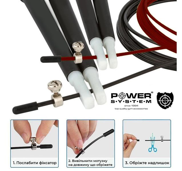 Скакалка швидкісна Power System PS-4033 Crossfit Jump Rope Black (2,8m.) PW1411784107 фото