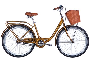 Велосипед ST 26" Dorozhnik LUX Velosteel рама-17" бронзовий з багажником задн St з корзиною Pl з крилом St 2024 R970052ee-4837-11ee-8812-0050569e3a4b фото