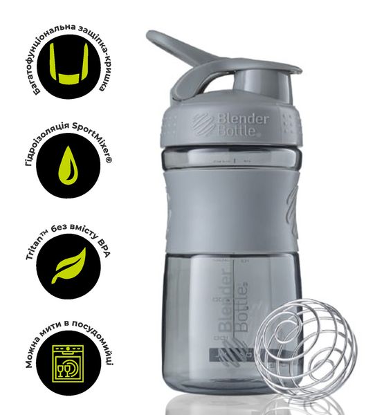 Шейкер спортивний (пляшка) BlenderBottle SportMixer 20oz/590ml Grey (Original) PW1386055483 фото