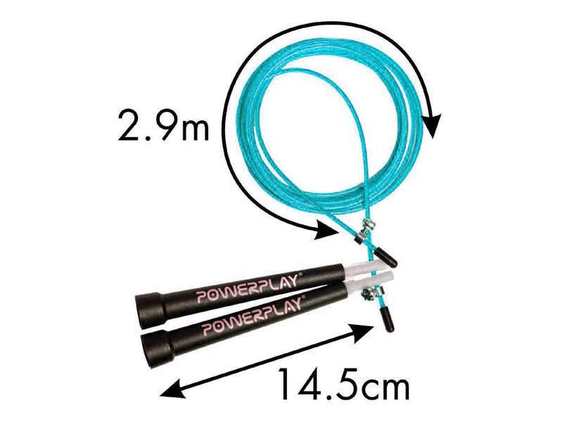 Скакалка швидкісна PowerPlay 4202 Ultra Speed Rope Бірюзова (2,9m.) PW1462002575 фото