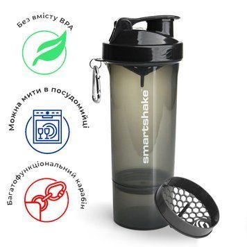 Шейкер спортивний SmartShake Slim 500ml Black (Original) PW1640877448 фото