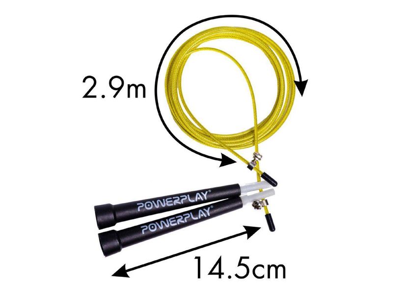 Скакалка швидкісна PowerPlay 4202 Ultra Speed Rope Жовта (2,9m.) PW675929748 фото