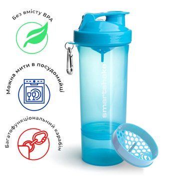 Шейкер спортивний SmartShake Slim 500ml Neon Blue (Original) PW1640877449 фото