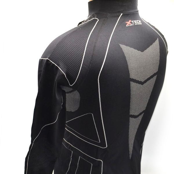 Термокофта з комірцем (лонгслів) X TECH Maglia Race 3 Munica Lunga lupetto Nero L/XL Чорна PW1725320058 фото