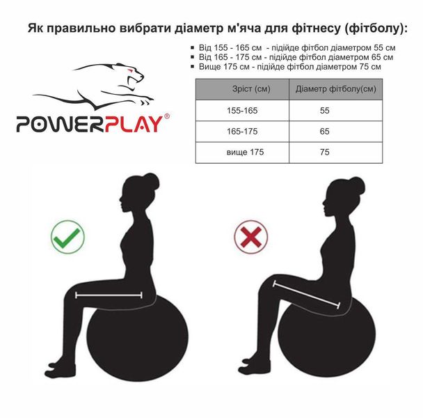 Фітбол напівмасажний PowerPlay 4003 Ø65 см ліловий + помпа PW1487938891 фото