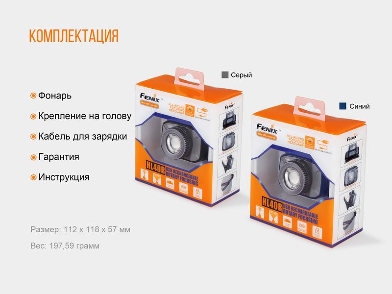 Ліхтар налобний Fenix HL40R Cree XP-LHIV2 LED синій ATM44409 фото