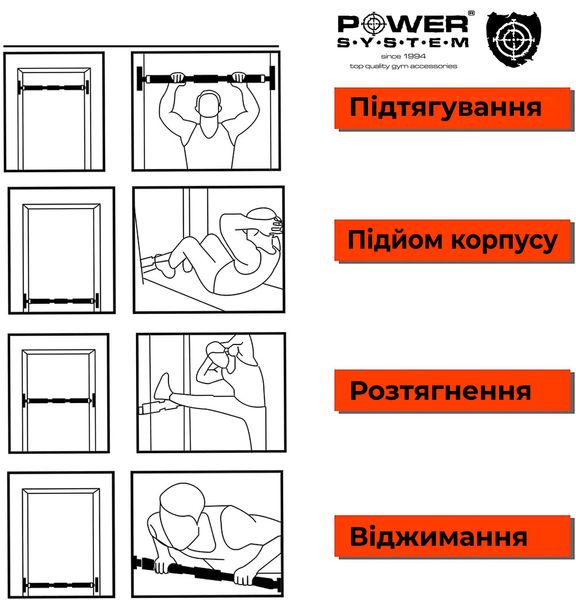 Міжкімнатний турнік Power System Door Gym Bar PS-4076 PW1411784262 фото