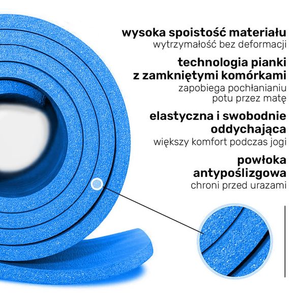 Килимок для йоги та фітнесу + чохол 4yourhealth Fitness Yoga Mat 0101 (180*61*1см) синій PW1647885428 фото