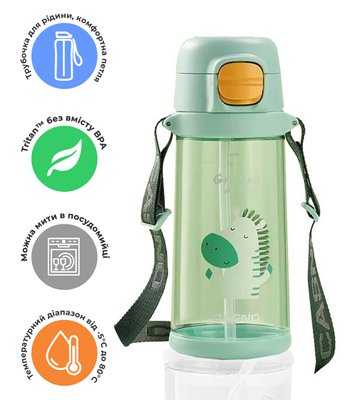 Пляшка для води CASNO 690 мл KXN-1219 Зелена (Зебра) з соломинкою PW1436816355 фото