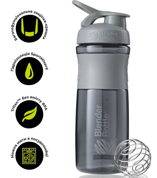 Шейкер спортивний (пляшка) BlenderBottle SportMixer 28oz/820ml Grey (Original) PW1386055465 фото