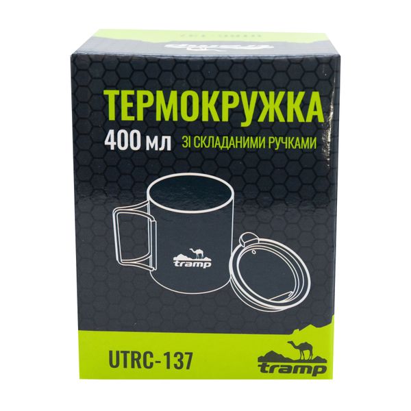 Термокружка TRAMP зі складаними ручками та поїлкою 400мл UTRC-137 олива AUTRC-137-olive фото