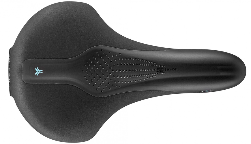 Сідло Selle Royal SCIENTIA M3 Moderate, 3D skingel, оббивка Black gummy / Black mokka, 289х178мм, 465г, рейли сталь + Curva suspension, unisex, чорне L53037 фото