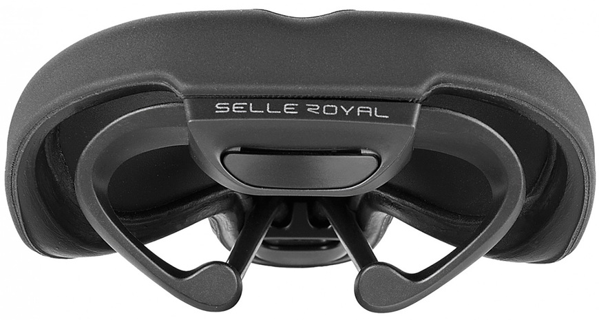 Сідло Selle Royal SCIENTIA R1 Relaxed, 3D skingel, оббивка Black gummy/Black mokka, 289х169мм, 479г, рейли сталь + Curva suspension, unisex, чорне L53038 фото