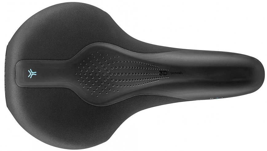 Сідло Selle Royal SCIENTIA R1 Relaxed, 3D skingel, оббивка Black gummy/Black mokka, 289х169мм, 479г, рейли сталь + Curva suspension, unisex, чорне L53038 фото