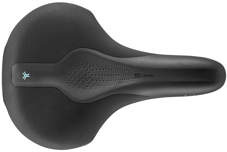 Сідло Selle Royal SCIENTIA R2 Relaxed, 3D skingel, оббивка Black gummy/Black mokka, 289х196мм, 485г, рейли сталь + Curva suspension, unisex, чорне L53039 фото