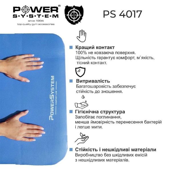 Килимок для йоги та фітнесу Power System PS-4017 (180х61х1) синій PW1413481144 фото