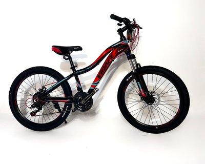 Дитячий велосипед Virage 24" Compass 13" чорно-червоний з бірюзовим VMX фото