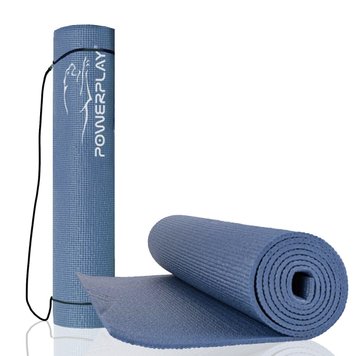 Килимок для йоги та фітнесу PowerPlay 4010 (173x61x0.6) темно-синій PW1466358776 фото
