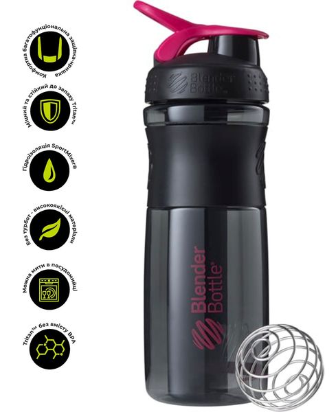 Шейкер спортивний (пляшка) BlenderBottle SportMixer 28oz/820ml Black/Pink (Original) PW1386055469 фото